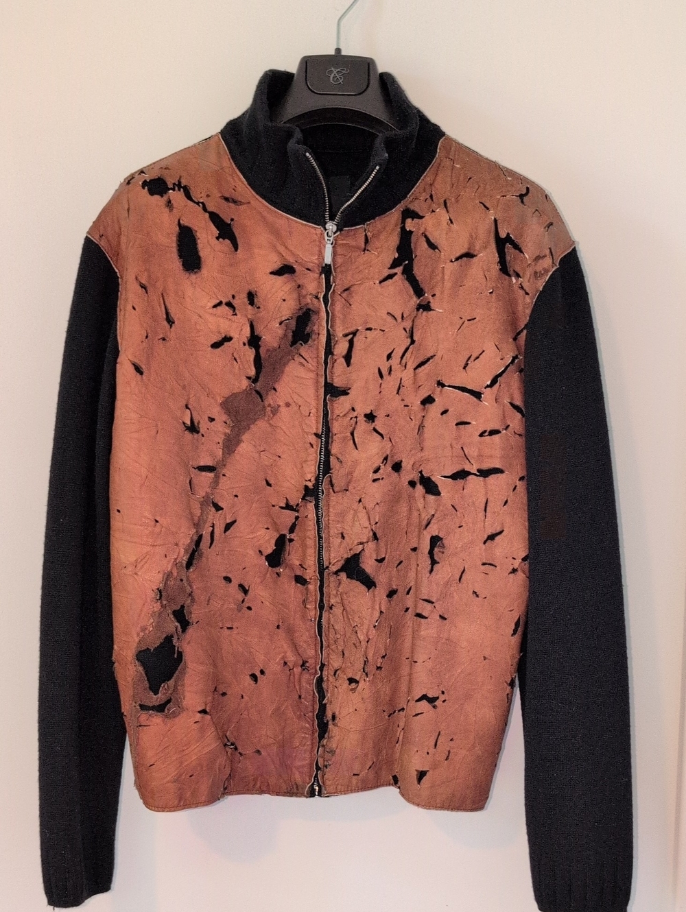 Men's  Black & Rust Zip-Front Jacket